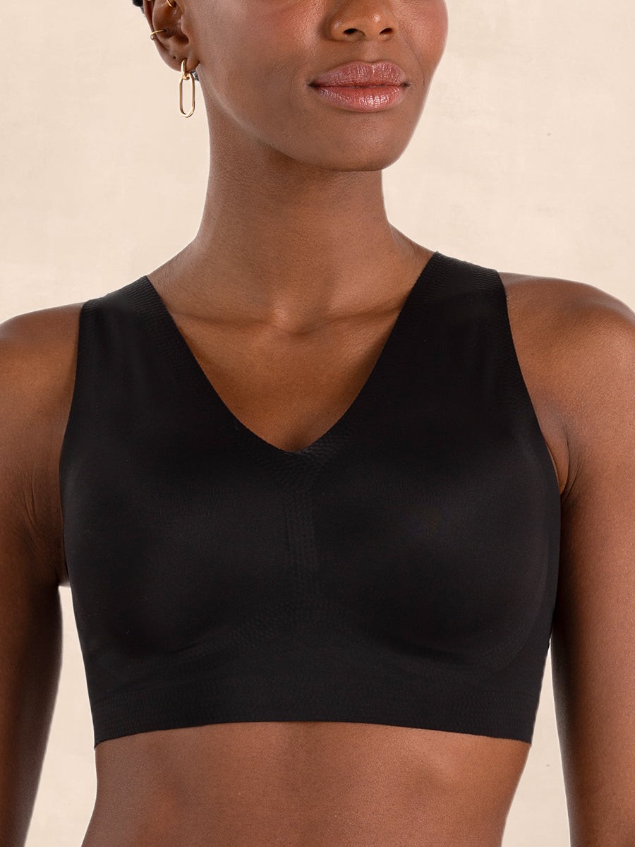 V-Neck Bralette BLACK FRONT