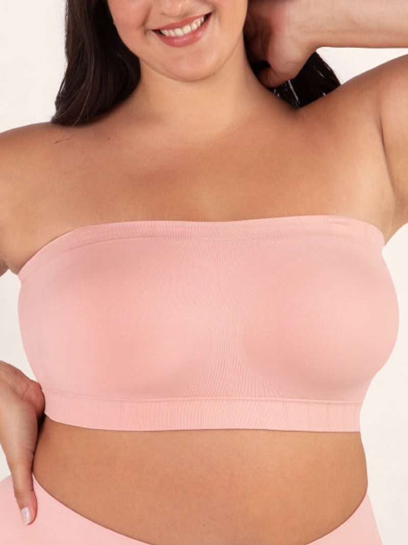 Convertible Strapless Bandeau Bra rose front Rose Tan