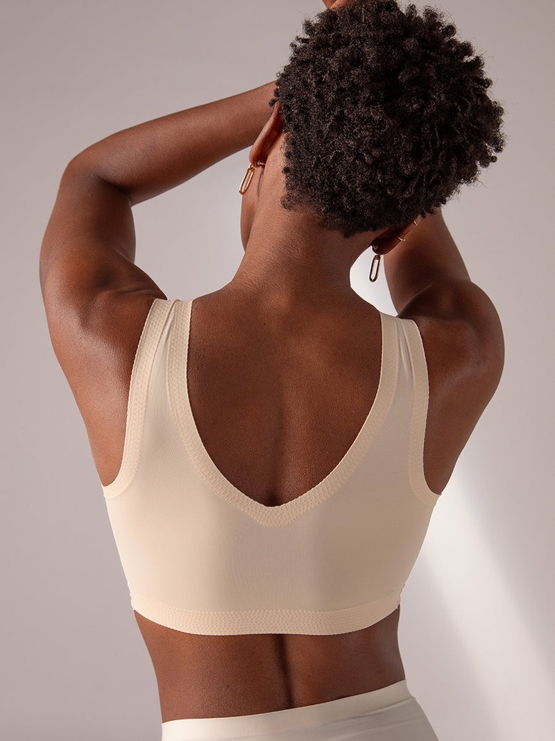 V-Neck Bralette CHAI BEIGE BACK