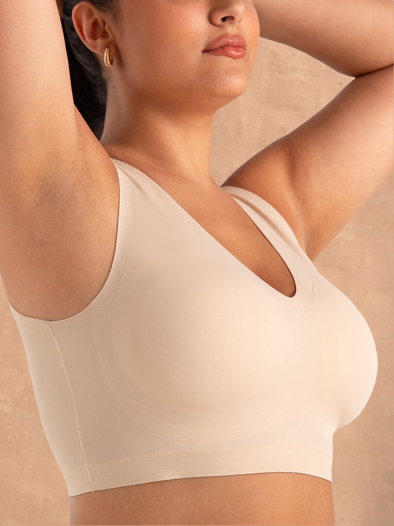 V-Neck Bralette CHAI BEIGE SIDE