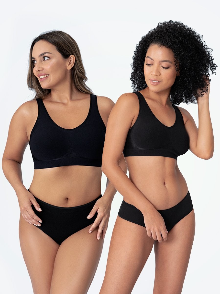 Truekind Bra 2 Black / M Truekind® 2-Pack Daily Comfort Wireless Shaper Bra
