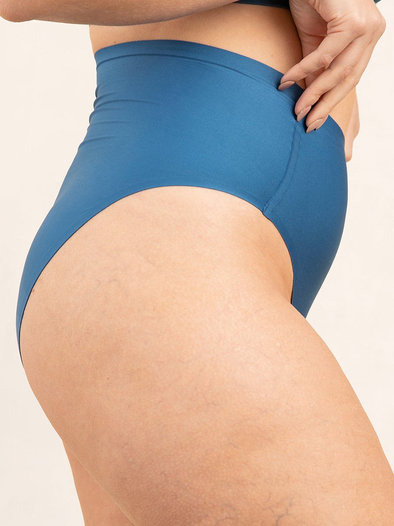 Seamless Stretch Mid-Waist Brief lateral blue