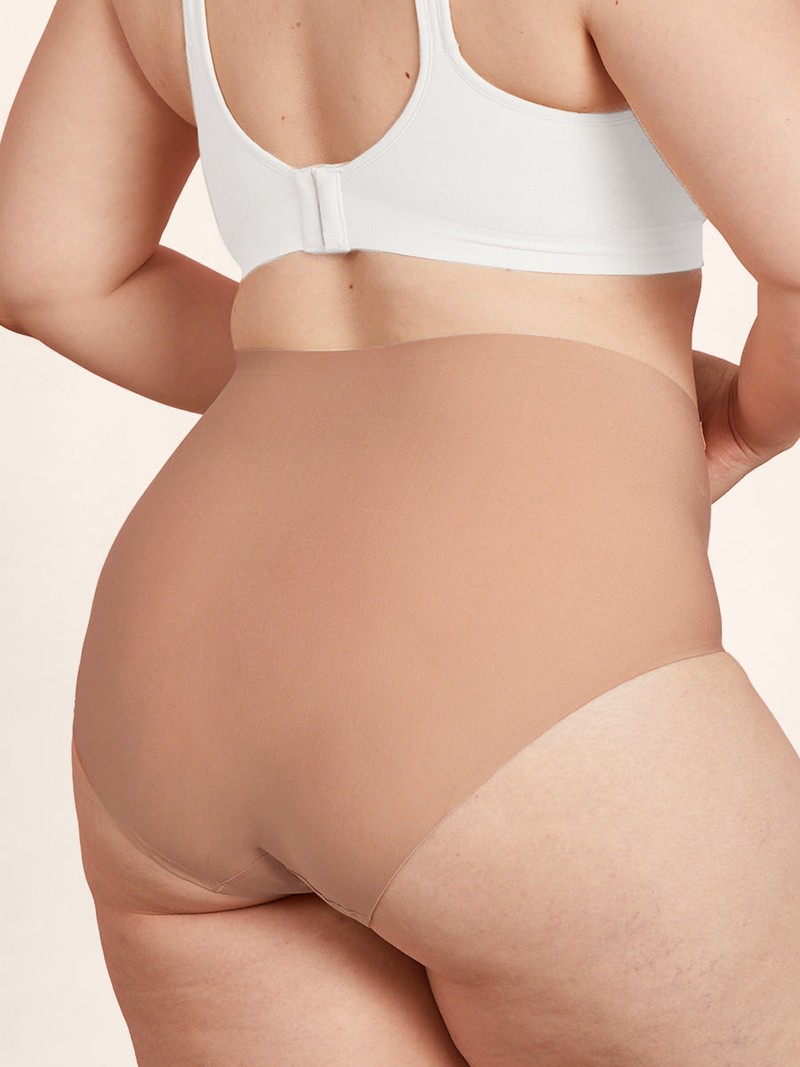 Seamless Stretch Mid-Waist Brief beige back