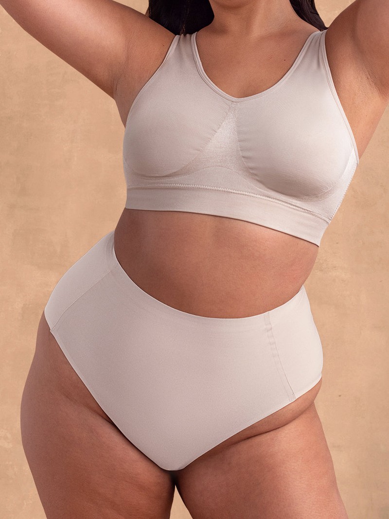 Seamless Stretch Mid-Waist Brief front Silver Gray